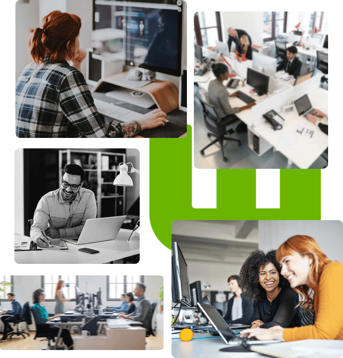 Codedabhands team collaborating in modern office environment